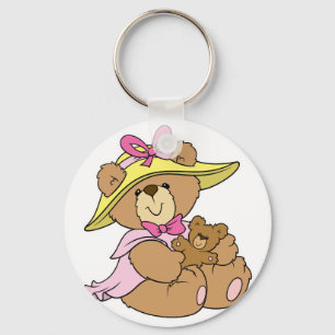 Süßer Frühjahrs-Hauben-Teddybär Schlüsselanhänger
