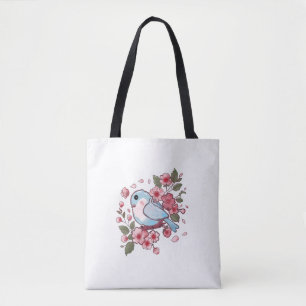 Süßer Frühlingsblaue Vogel & Kirschblüten-Aquarell