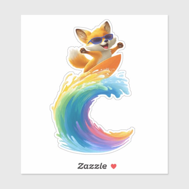Süßer Fuchs-Aufkleber – Surfbrett-Welle Aufkleber (Blatt)