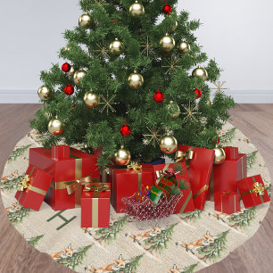 Süßer Fuchs Beiger Monogramm-Weihnachtsbaum-Unterl Polyester Weihnachtsbaumdecke