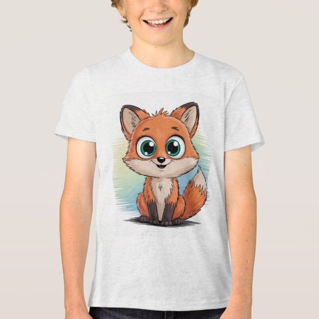 Süßer Fuchs Cartoon | Niedliche Tier Illustration  Tri-Blend Shirt (Vorderseite)