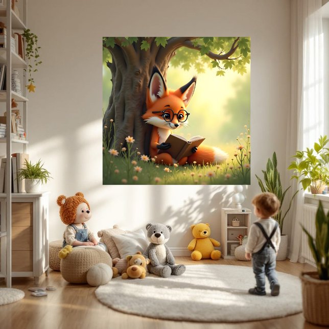 Süßer Fuchs, der ein Buch liest, Kinderzimmer  Poster (Von Creator hochgeladen)