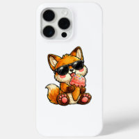 Süßer Fuchs, der mit Sonnenbrille Eis isst
