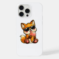 Süßer Fuchs, der mit Sonnenbrille Eis isst