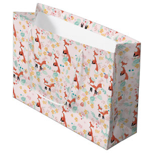 Süßer Fuchs Floral Rosa Design Große Geschenktüte
