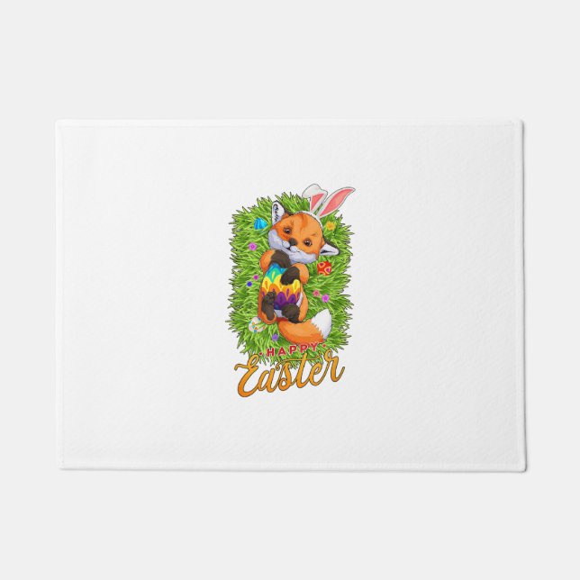 Süßer Fuchs Hasenohren Frohe Ostern Fuchs mit Oste Fußmatte (Vorderseite)