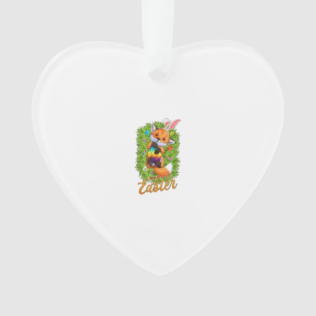 Süßer Fuchs Hasenohren Frohe Ostern Fuchs mit Oste Ornament (Vorderseite)