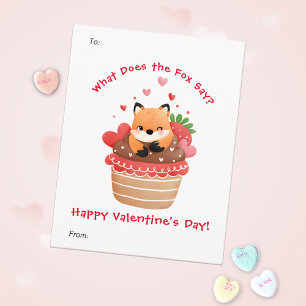 Süßer Fuchs in Cupcake, individuelle Valentinstags Feiertagskarte
