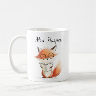 Süßer Fuchs-Lehrer beim Lesen Kaffeetasse
