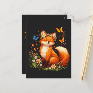 Süßer Fuchs Mit Blumen Feiertagspostkarte