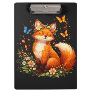Süßer Fuchs Mit Blumen Klemmbrett