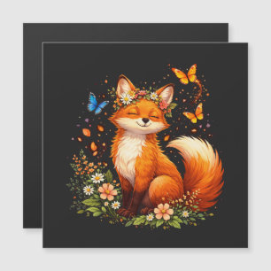 Süßer Fuchs mit Blumen Magnetkarte