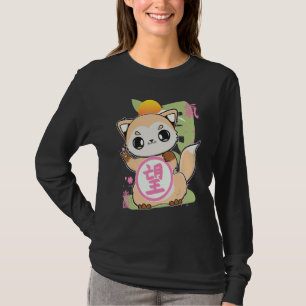 Süßer Fuchs mit Hoffnung Kanji und japanischer Äst T-Shirt