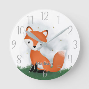 Süßer Fuchs Personalisiert Geschlechtsneutral Runde Wanduhr