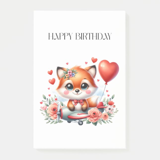 Süßer Fuchs-Pilot Geburtstag Post-it Klebezettel (Vorderseite)