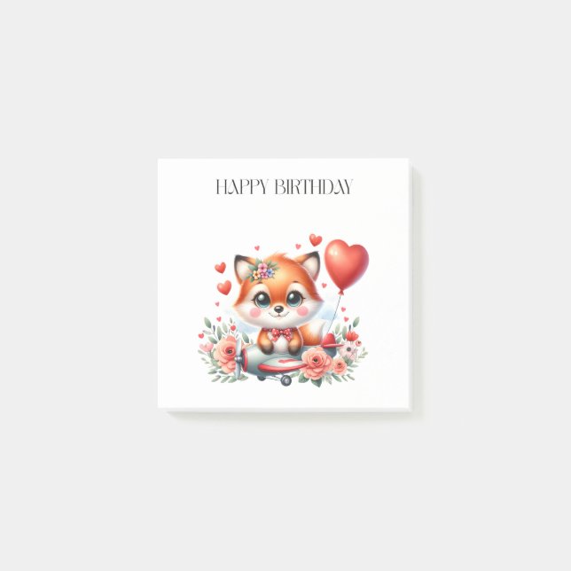 Süßer Fuchs-Pilot Geburtstag Post-it Klebezettel (Vorderseite)