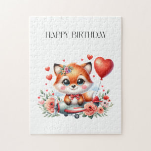 Süßer Fuchs-Pilot Geburtstag Puzzle