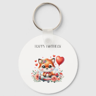 Süßer Fuchs-Pilot Geburtstag Schlüsselanhänger