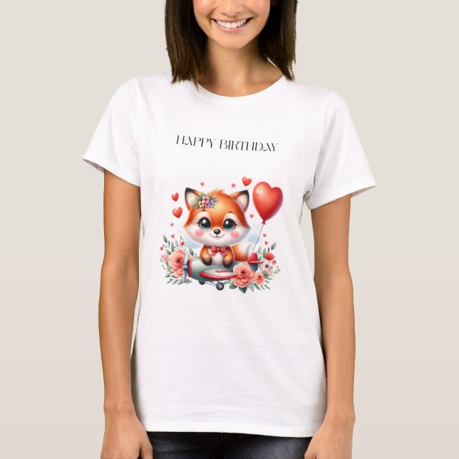 Süßer Fuchs-Pilot Geburtstag T-Shirt (Vorderseite)