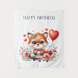 Süßer Fuchs-Pilot Geburtstag Wandteppich