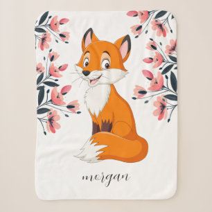 Süßer Fuchs rosa Blumen Name des Kindes oder Ihre Sherpadecke