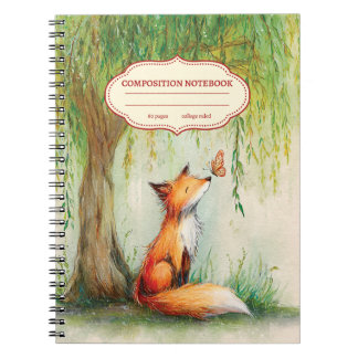 Süßer Fuchs & Schmetterling Aquarell-Notizbuch Notizblock