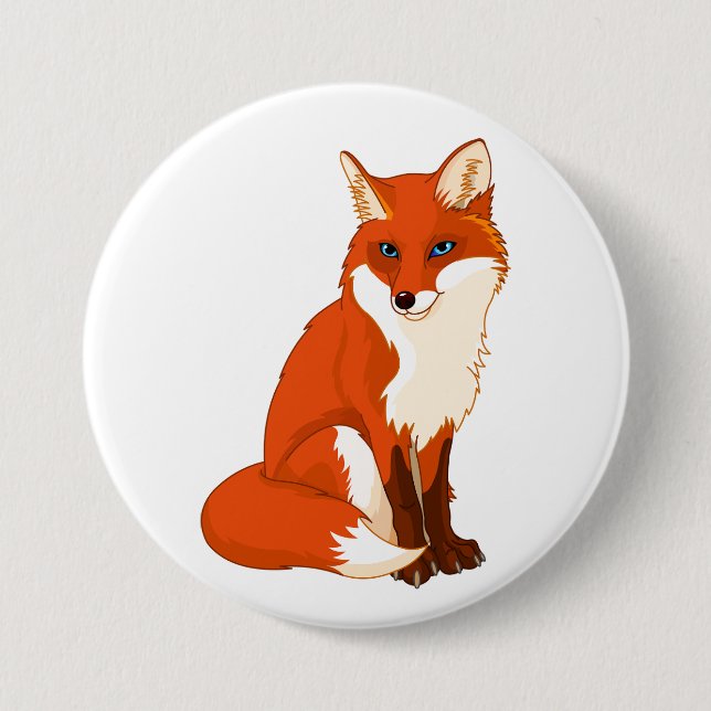 Süßer Fuchs Sitzender Knopf Button (Vorderseite)