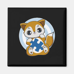 Süßer Fuchs und Unterstützung für Autismus-Bewusst Magnet