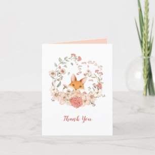 Süßer Fuchs Vintage-Blumen Pfirsich Leer Innen Dankeskarte