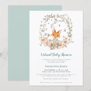 Süßer Fuchs Vintage-Laub Virtuelle Babyparty Einladung