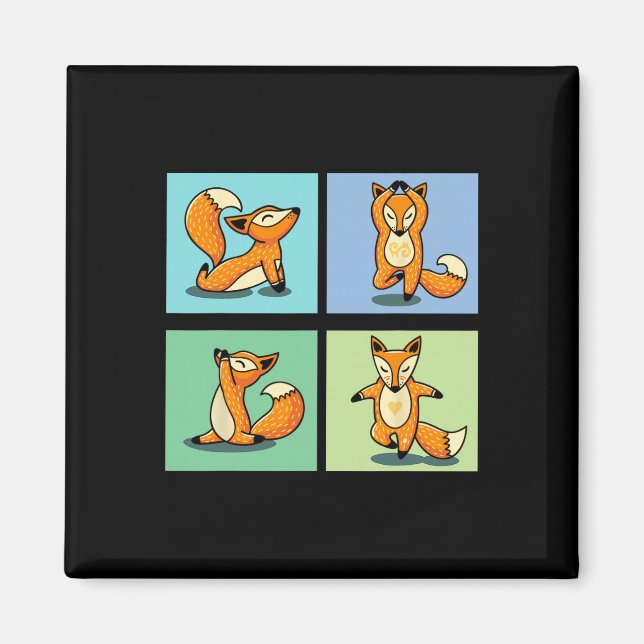 Süßer Fuchs Yoga Tier Meditation Zen Stretch Pose  Magnet (Vorne)