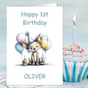 Süßer Fuchs zum 1. Geburtstag Karte