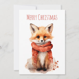 Süßer Fuchswelpe in einem roten Schal Weihnachten