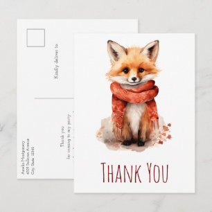 Süßer Fuchswelpe mit rotem Schal Danke Postkarte