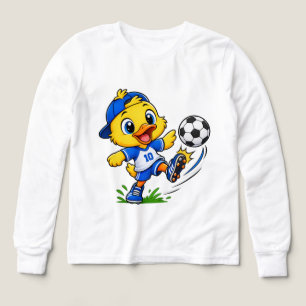 Süßer Fußball-Enten-Charakter-Kinder-Langarm-T-Shi