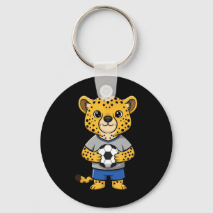 Süßer Fußball Gepard Footbyll Spieler Tier Sport Schlüsselanhänger