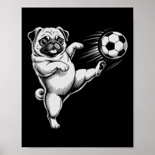 Süßer Fußball-Mops-Vater-Hund wird Club Tore Kids Poster
