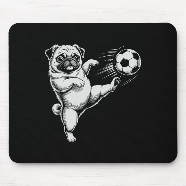 Süßer Fußball-Mops-Vater-Hund wird Club-Tore Kinde Mousepad (Vorne)