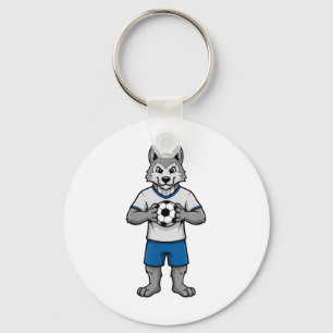 Süßer Fußball-Wolf-Fußballspieler Tier Sport Schlüsselanhänger