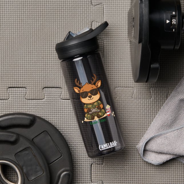 Süßer Gamer-Hirsch “Game Time”-Akzent Trinkflasche (Fitnessstudio (gedreht))