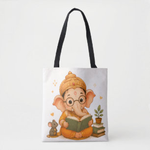 Süßer Ganesha beim Lesen des Buches Ganesh Chaturt