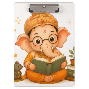 Süßer Ganesha beim Lesen des Buches Ganesh Chaturt Klemmbrett