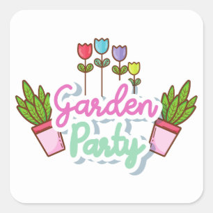 Süßer Gartenaufkleber Gartenzeit Quadratischer Aufkleber