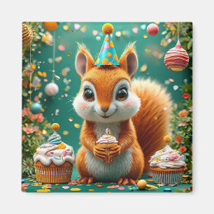 Süßer Geburtstag Eichhörnchen Magnet