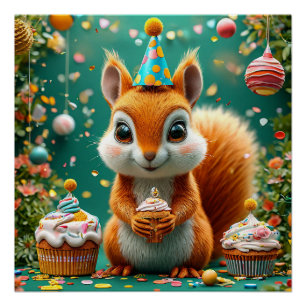 Süßer Geburtstag Eichhörnchen Poster