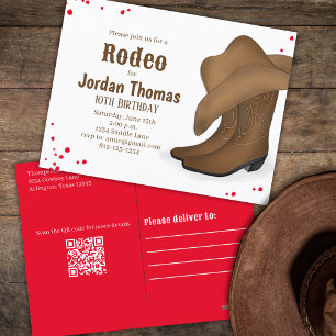 Süßer Geburtstags-Cowboy-Rodeo-Rotes-Bandana-QR-Co Postkarte