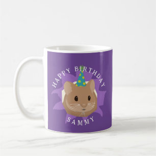 Süßer Geburtstags-Hamster, der durch ein Loch scha Kaffeetasse