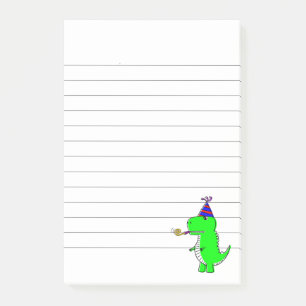 Süßer Geburtstagsdinosaurier mit Linien Post-it Klebezettel