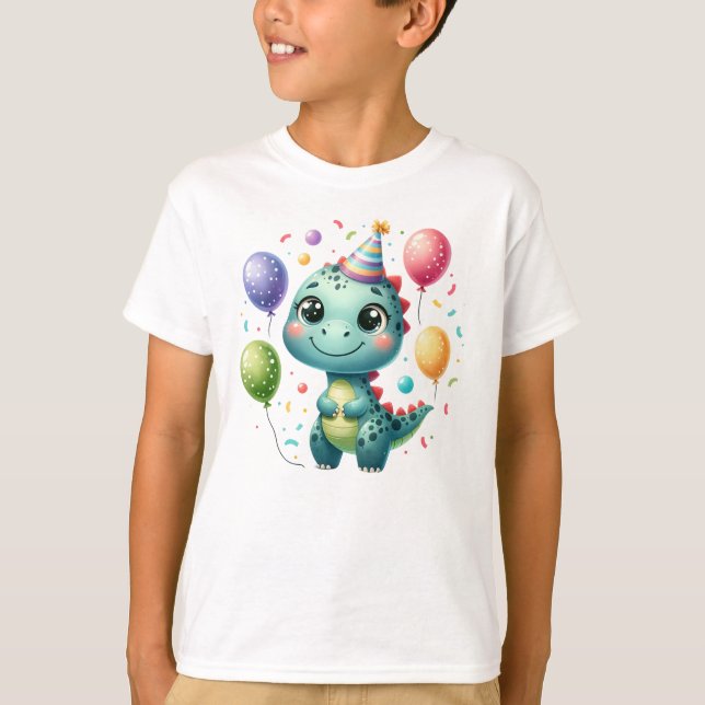 Süßer Geburtstagsdinosaurier T-Shirt (Vorderseite)