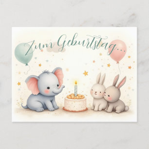 Süßer Geburtstagsgruß mit Tierfreunden Feiertagspostkarte